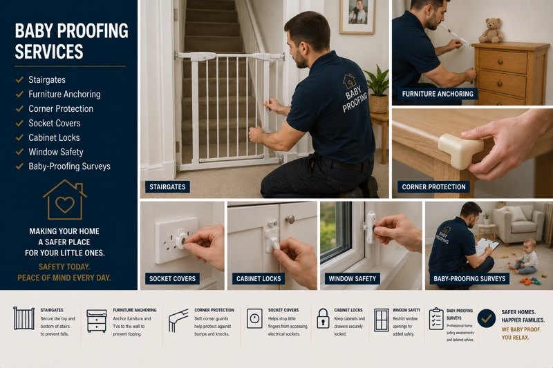 Furniture safely anchored — Baby Proofing services